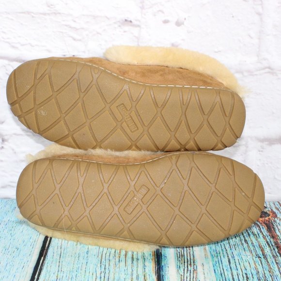 LL BEAN Brown Suede Shearling Lined Wicked Good Moccasin Slippers 10 M - Picture 9 of 9